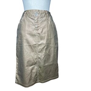 Kiki Riki Women's Pencil Cotton Copper Color Skirt Sz L Pre-owned Zipper Button